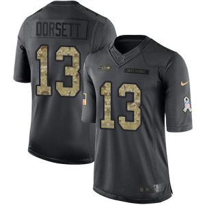 Premium Seahawks #13 Phillip Dorsett Black Men's Stitched NFL Limited 2016 Salute to Service Jersey