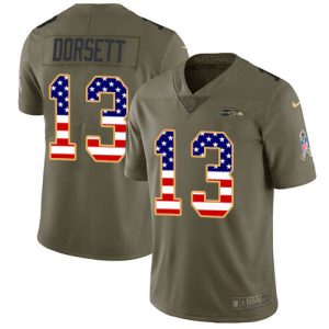 Superb Seahawks #13 Phillip Dorsett Olive/USA Flag Men's Stitched NFL Limited 2017 Salute To Service Jersey