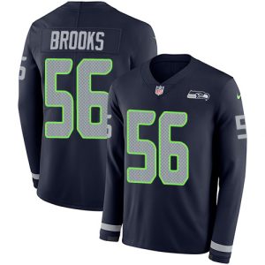 Fantastic Seahawks #56 Jordyn Brooks Steel Blue Team Color Men's Stitched NFL Limited Therma Long Sleeve Jersey