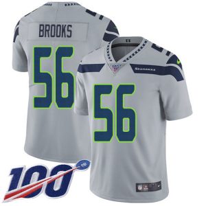 Top notch Seahawks #56 Jordyn Brooks Grey Alternate Men's Stitched NFL 100th Season Vapor Untouchable Limited Jersey