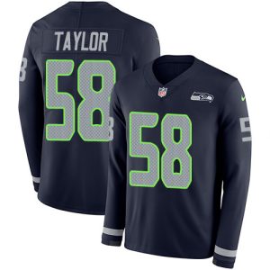 Amazing Seahawks #58 Darrell Taylor Steel Blue Team Color Men's Stitched NFL Limited Therma Long Sleeve Jersey
