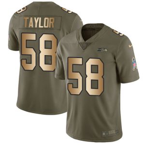 Top notch Seahawks #58 Darrell Taylor Olive/Gold Men's Stitched NFL Limited 2017 Salute To Service Jersey