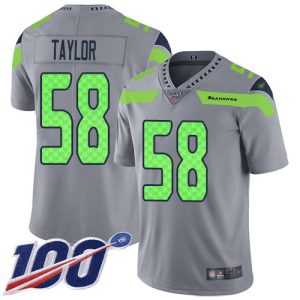 Top notch Seahawks #58 Darrell Taylor Gray Men's Stitched NFL Limited Inverted Legend 100th Season Jersey