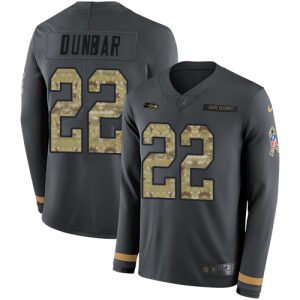 Exceptional Seahawks #22 Quinton Dunbar Anthracite Salute to Service Men's Stitched NFL Limited Therma Long Sleeve Jersey