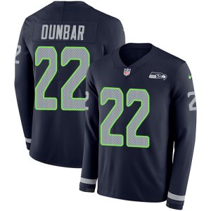 Outstanding Seahawks #22 Quinton Dunbar Steel Blue Team Color Men's Stitched NFL Limited Therma Long Sleeve Jersey