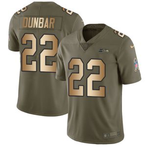 Exceptional Seahawks #22 Quinton Dunbar Olive/Gold Men's Stitched NFL Limited 2017 Salute To Service Jersey