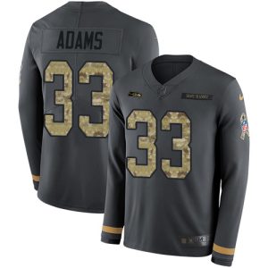 Top notch Seahawks #33 Jamal Adams Anthracite Salute to Service Men's Stitched NFL Limited Therma Long Sleeve Jersey