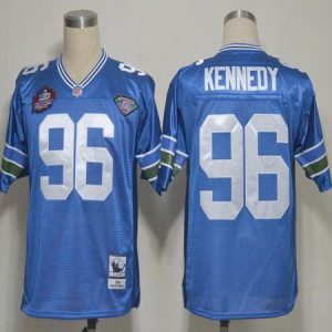 Amazing Mitchell And Ness Hall of Fame 2012 Seahawks #96 Cortez Kennedy Blue Stitched Throwback NFL Jersey